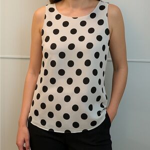 Suzy Shier Black Polka Dot Tank Top w/ Zip Up Back